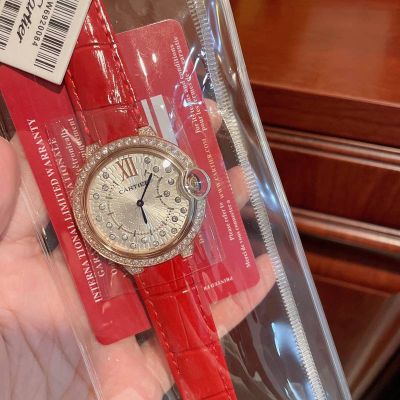 Cartier Ballon Bleu 36MM Sapphire Glass 21 Diamonds Watch